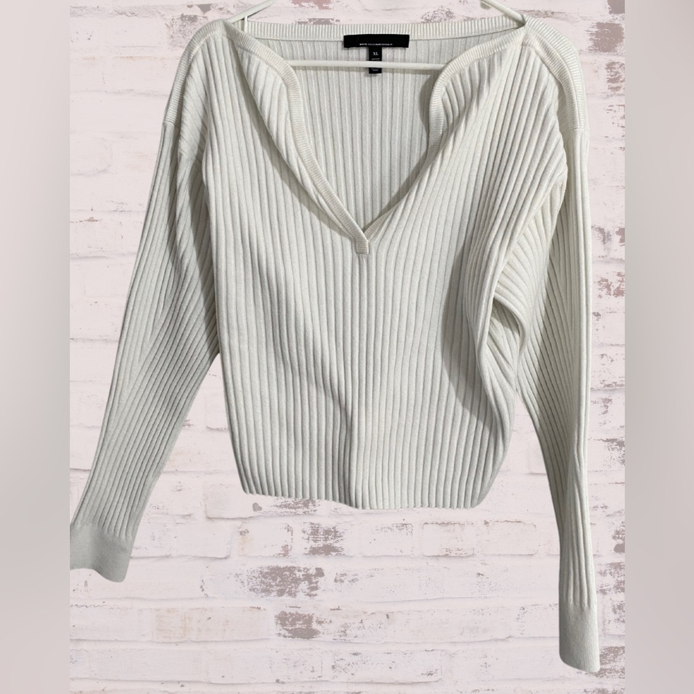 Elegant White Ribbed Sweater